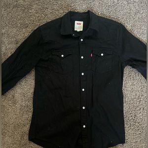 Levi's Mens Barstow Classic Western Pearl Snap Button BLACK shirt Small